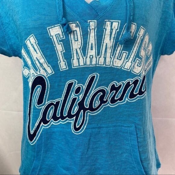 Passion-I Tops - Passion-I Blue Hooded Top San Francisco California Hooded Shirt Size XL